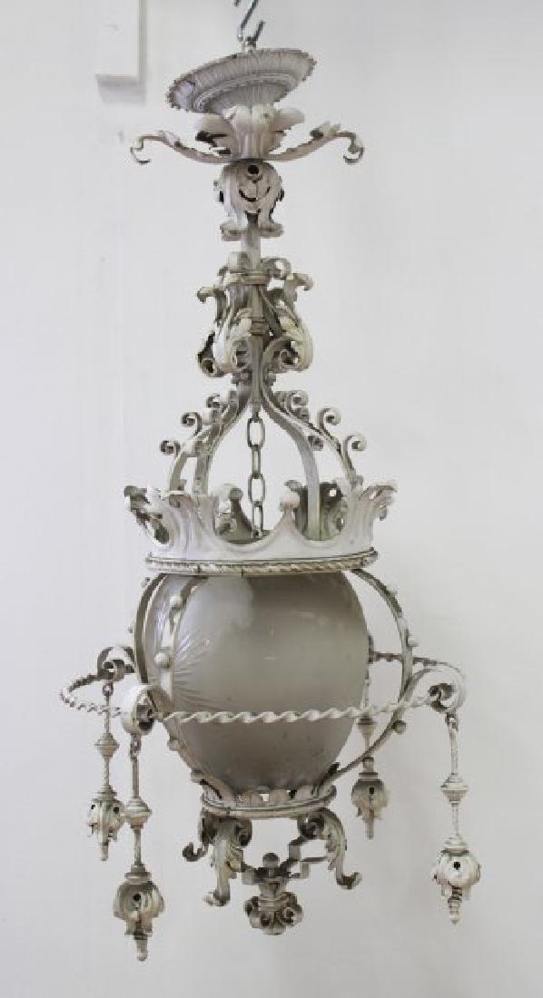 Rococo Style White Painted Wrought Iron Lantern (1 of 3)