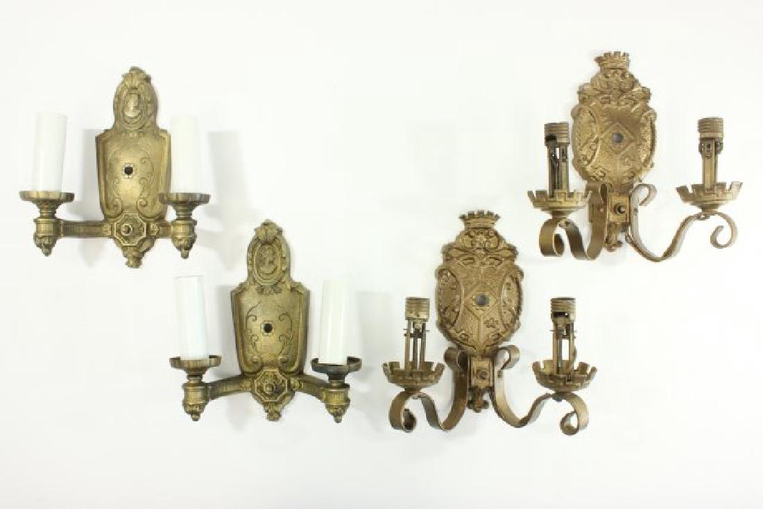 2 Pairs Art Deco Metal 2-Light Sconces (1 of 8)