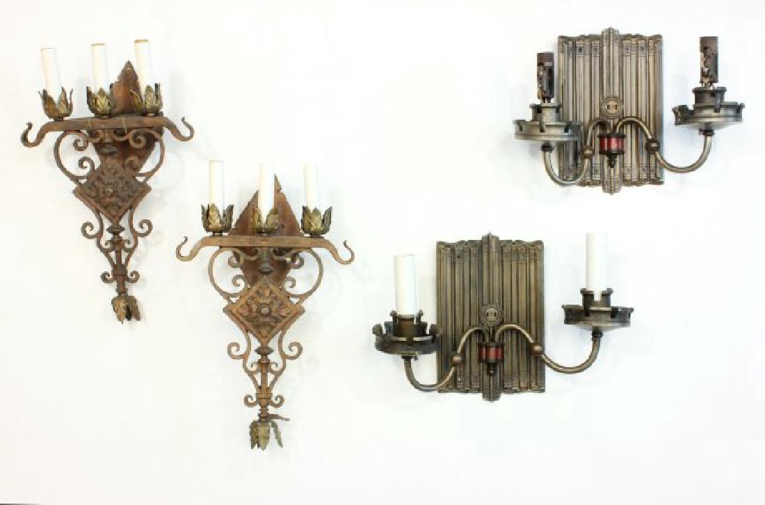 2 Pairs Art Deco Patinated Metal Sconces (1 of 3)
