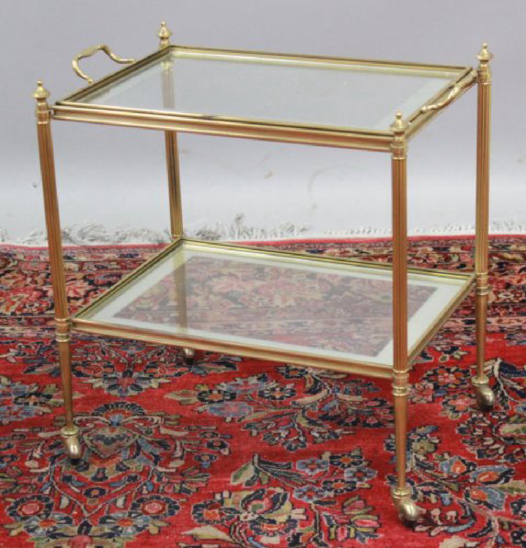 2-Tier Glass & Brass Tea Cart (1 of 4)