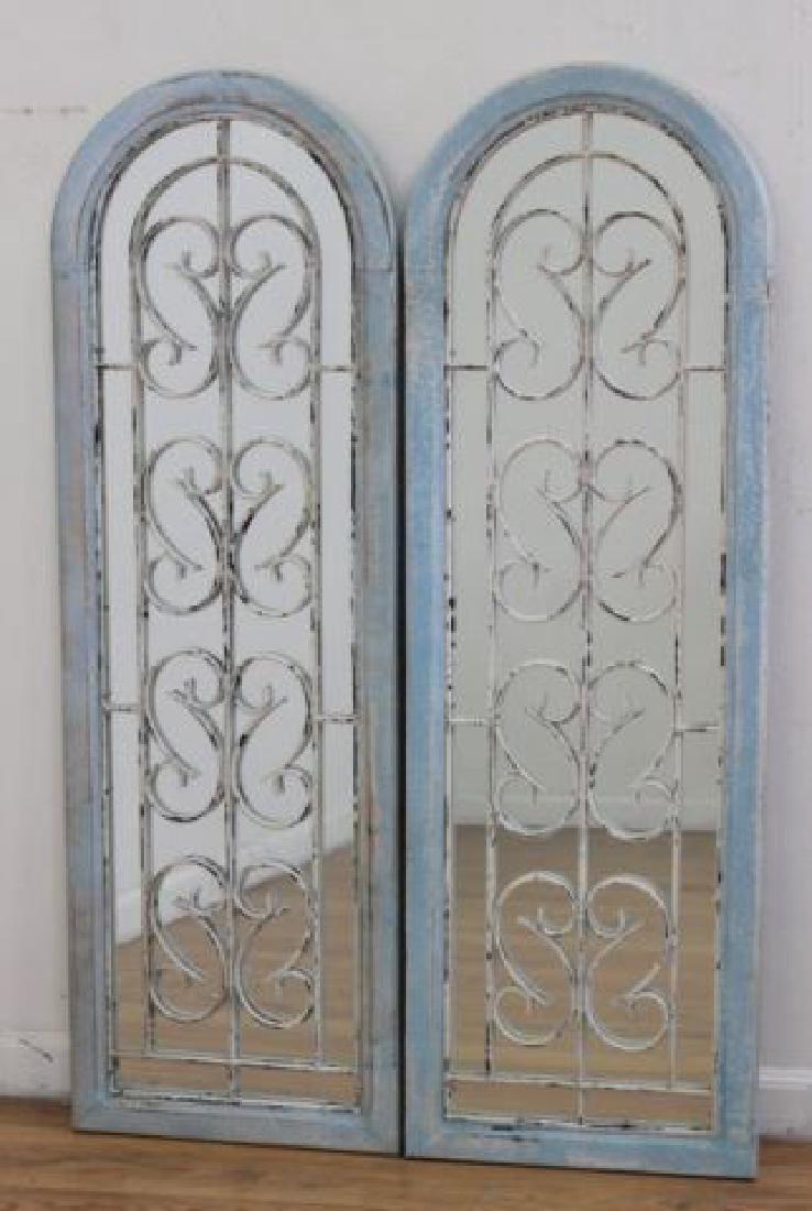 :Pair Metal & Wood Framed Arch-Shaped Mirrors (1 of 2)