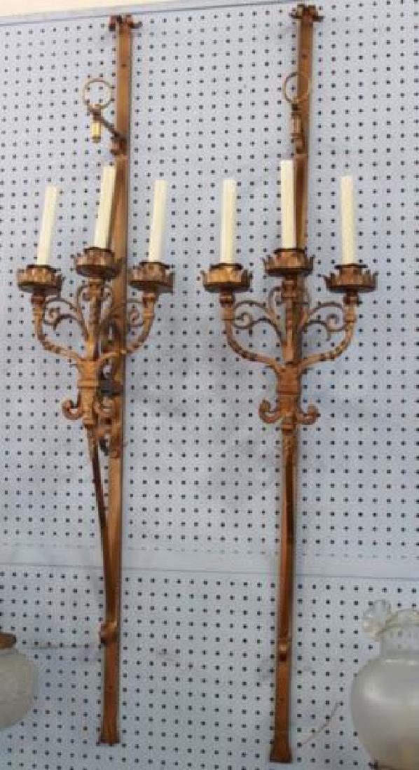 :Pair Gold Painted Wrought Iron Wall Sconces (1 of 3)