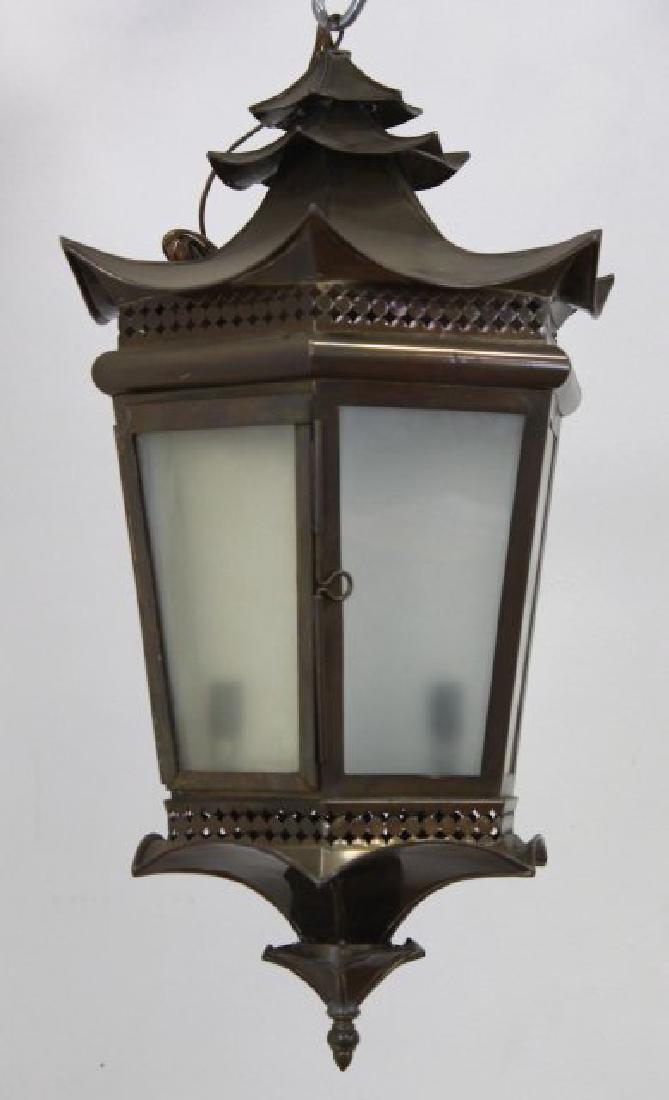 Chinoiserie Style Brass Hall Lantern (1 of 3)