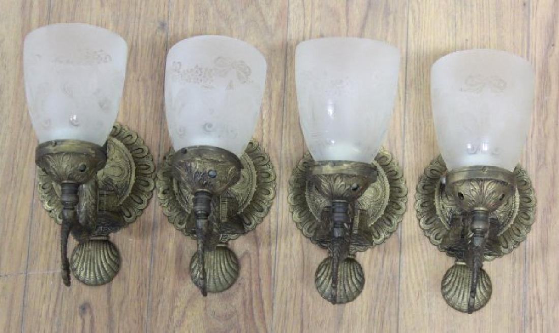 Set 4 Cast Brass Dolphin Form Wall Lights (1 of 3)