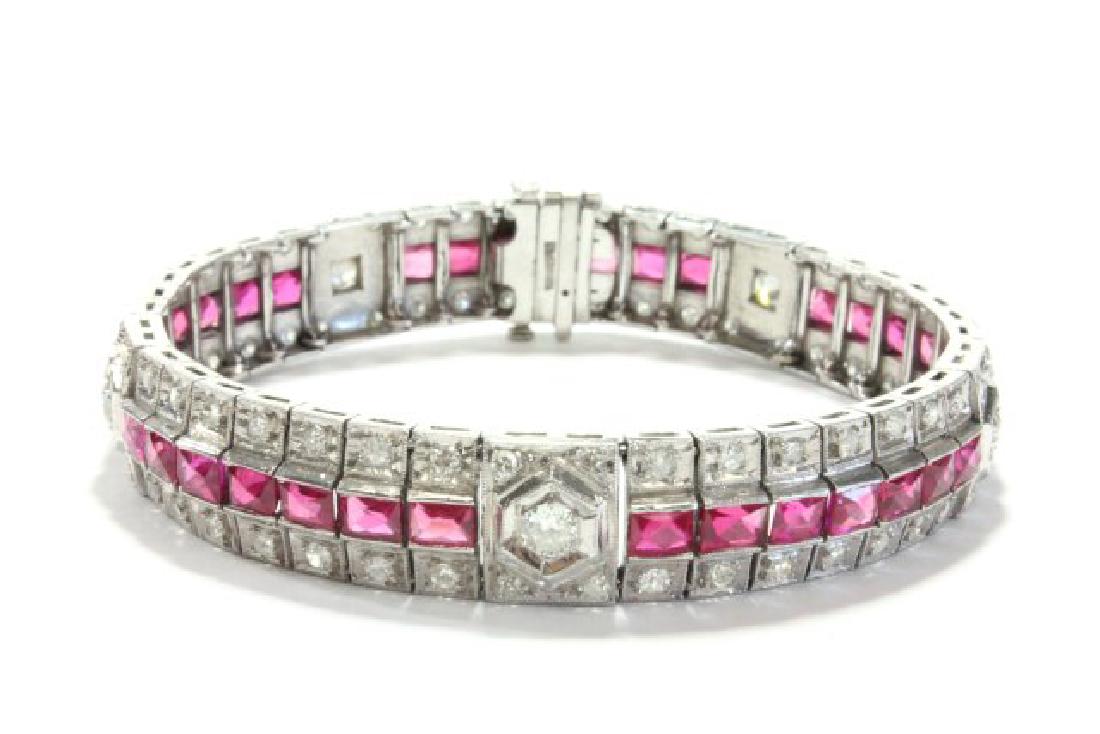 Period Art Deco Platinum, Diamond, & Ruby Bracelet (1 of 3)