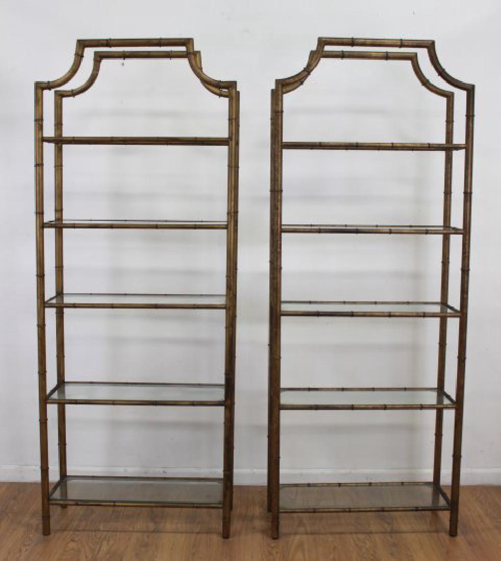 Pair Faux Bamboo Gilt Painted Etageres (1 of 4)