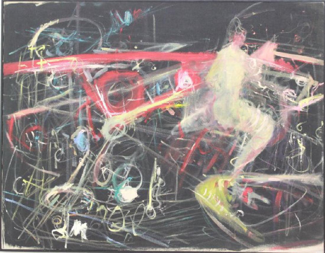 Attributed to Ronnie Setter, Abstract: Oil on canvas. Ronnie Setter (born 1946). Approx. 28 1/2" x 36 1/2" framed.
