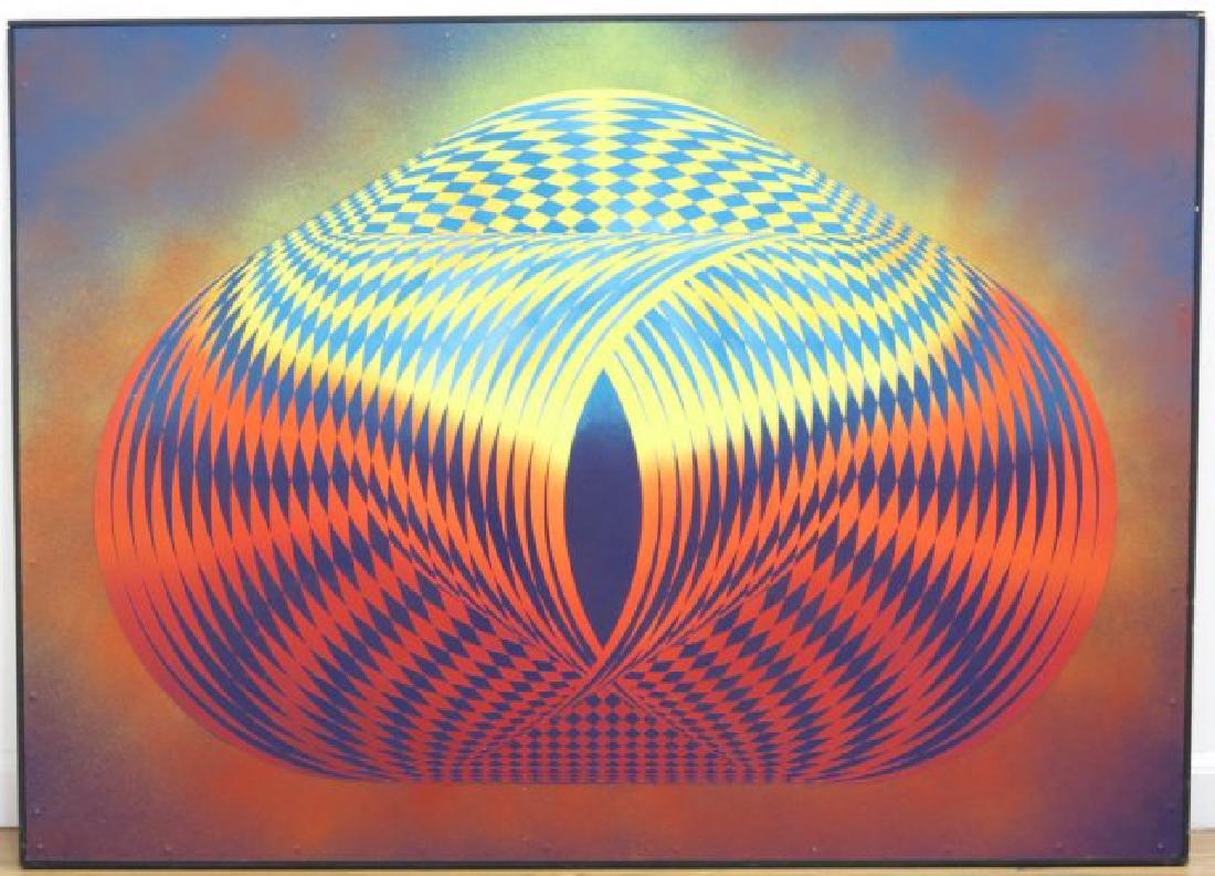Michael Crane, "Polysol #1": Mixed media on board. Signed and titled on rear. Approx. 33" H x 48" W framed. (4165)