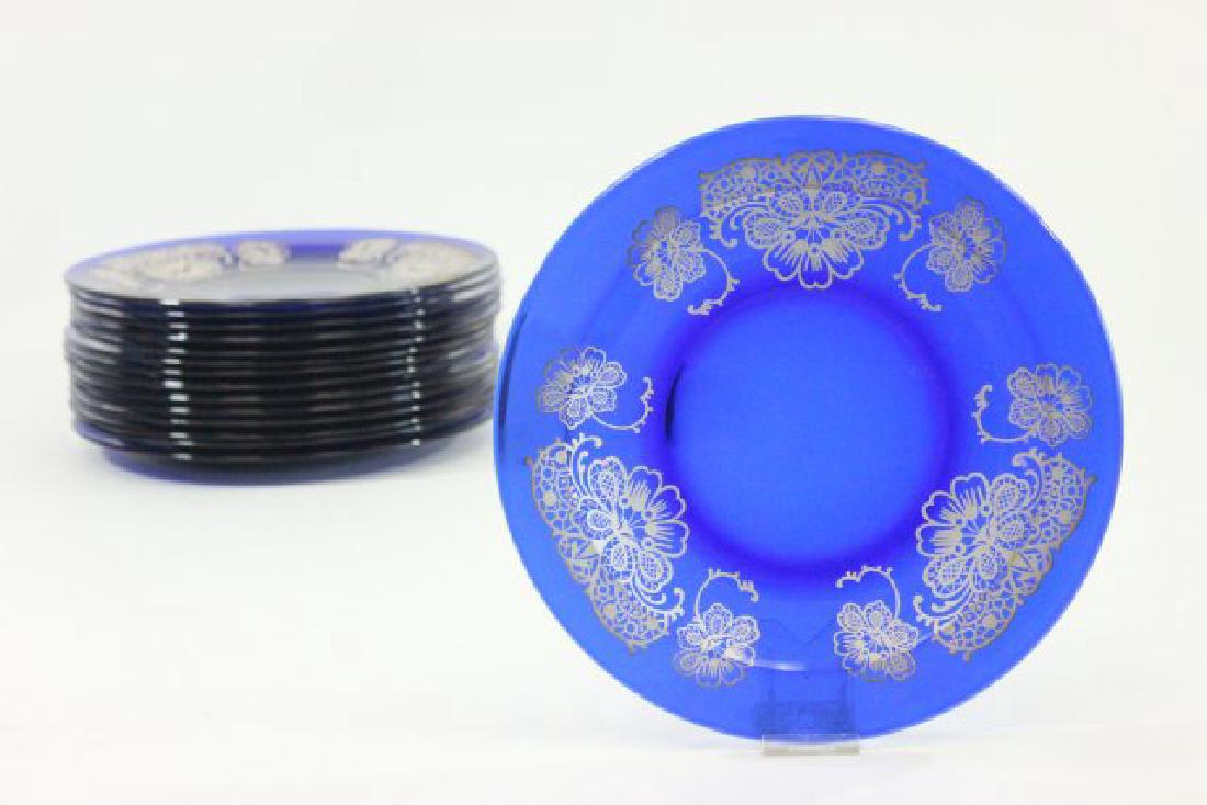 Set 15 Cobalt Blue Glass Plates (1 of 3)