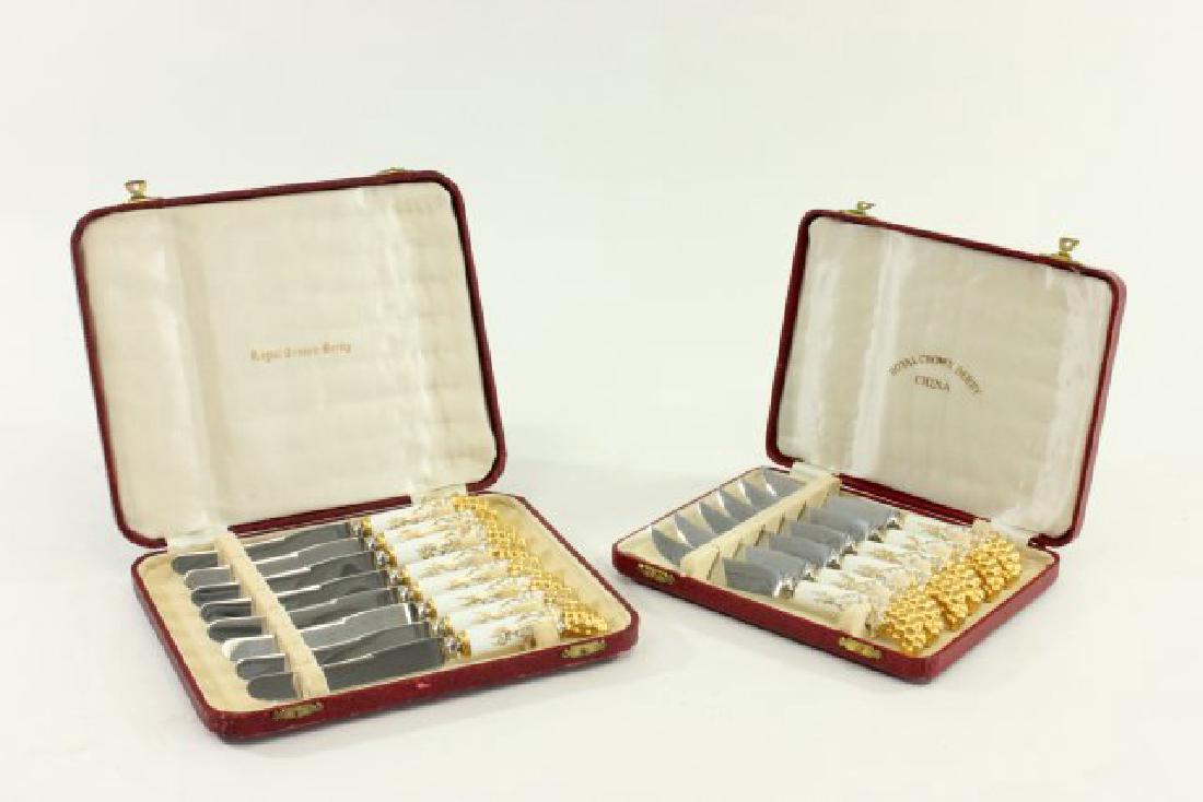 2 Sets Royal Crown Derby Porcelain Handle Knives (1 of 8)