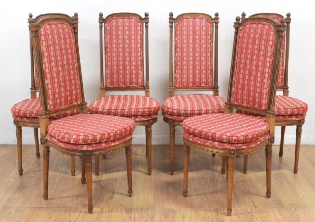 Set 6 Walnut Louis XVI Style Dining Room Chairs (1 of 3)