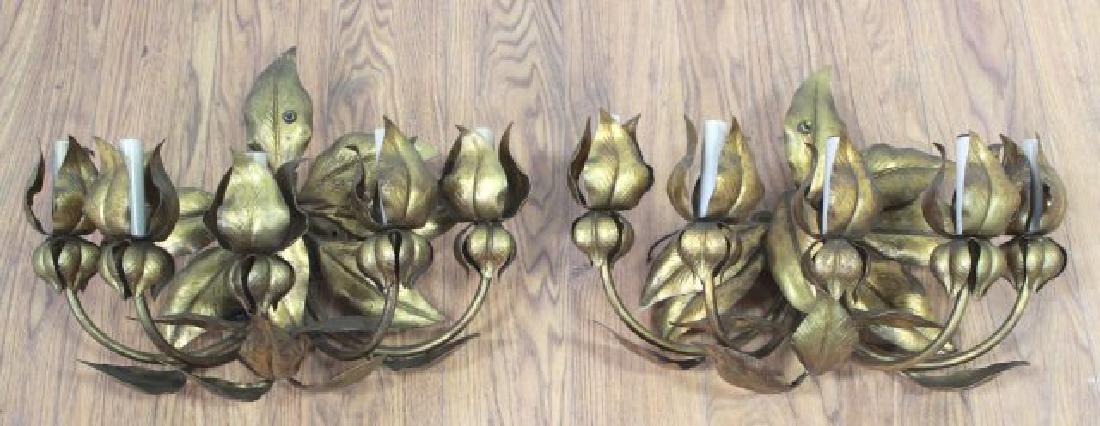 Pair Rococo Style Gilt Brass 5-Light Sconces (1 of 2)