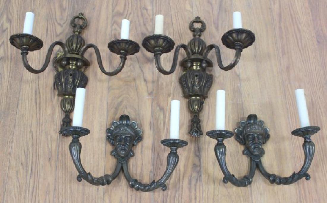 2 Pairs English Brass 2-Light Wall Sconces (1 of 4)