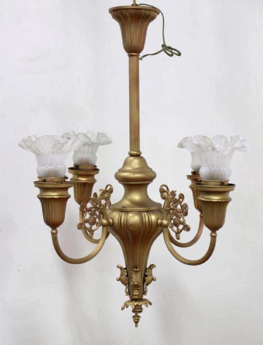 Victorian Gilt Metal 4-Light Baluster Chandelier (1 of 5)