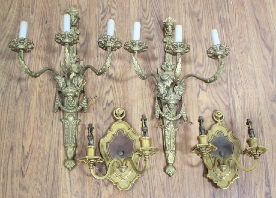 2 Pairs Gilt Brass Sconces (1 of 5)