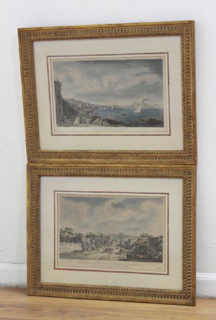 After Jean Duplessis-Bertaux, Scenes of Italy: Colored engravings. Approx. 10" x 15" sight, 18" x 23" framed.