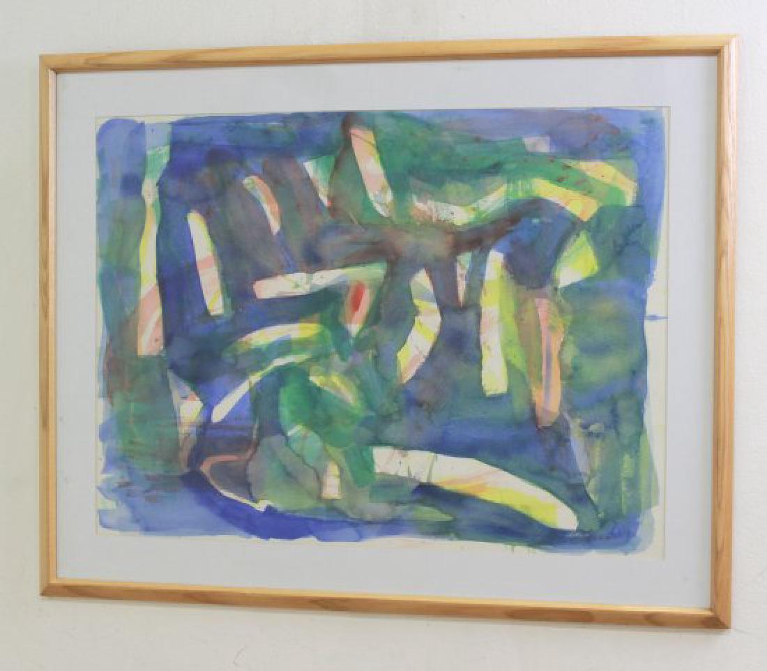 Michiya Nakao, Abstract: Watercolor. Signed lower right. Approx. 21" x 29" sight, 28" x 36" framed.