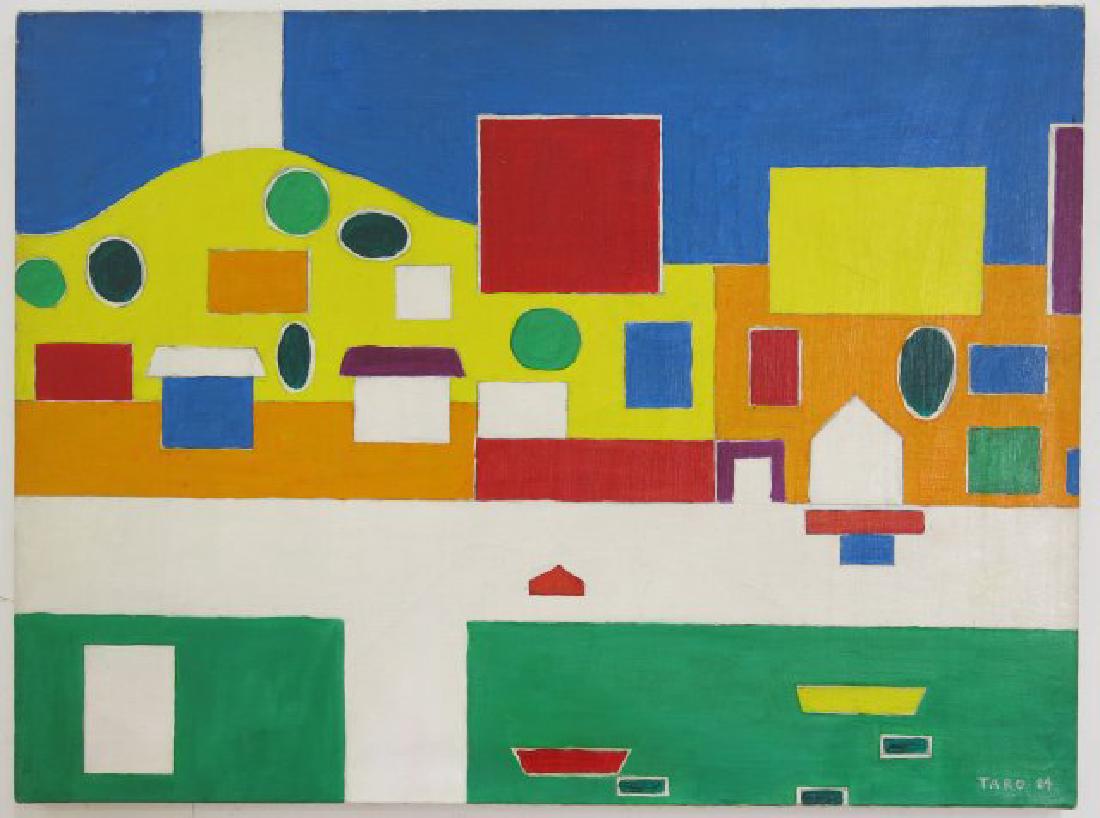 :Taro Yamamoto, Abstract: Acrylic on canvas. Signed Taro & dated 1984 lower right. Taro Yamamoto, American (1919-2004). Approx. 30" H x 40" W unframed. (4062)