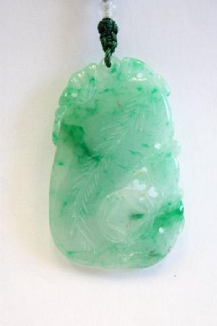 Natural Jade Pendant on Beaded Chain: Approx. 2 3/4" L.