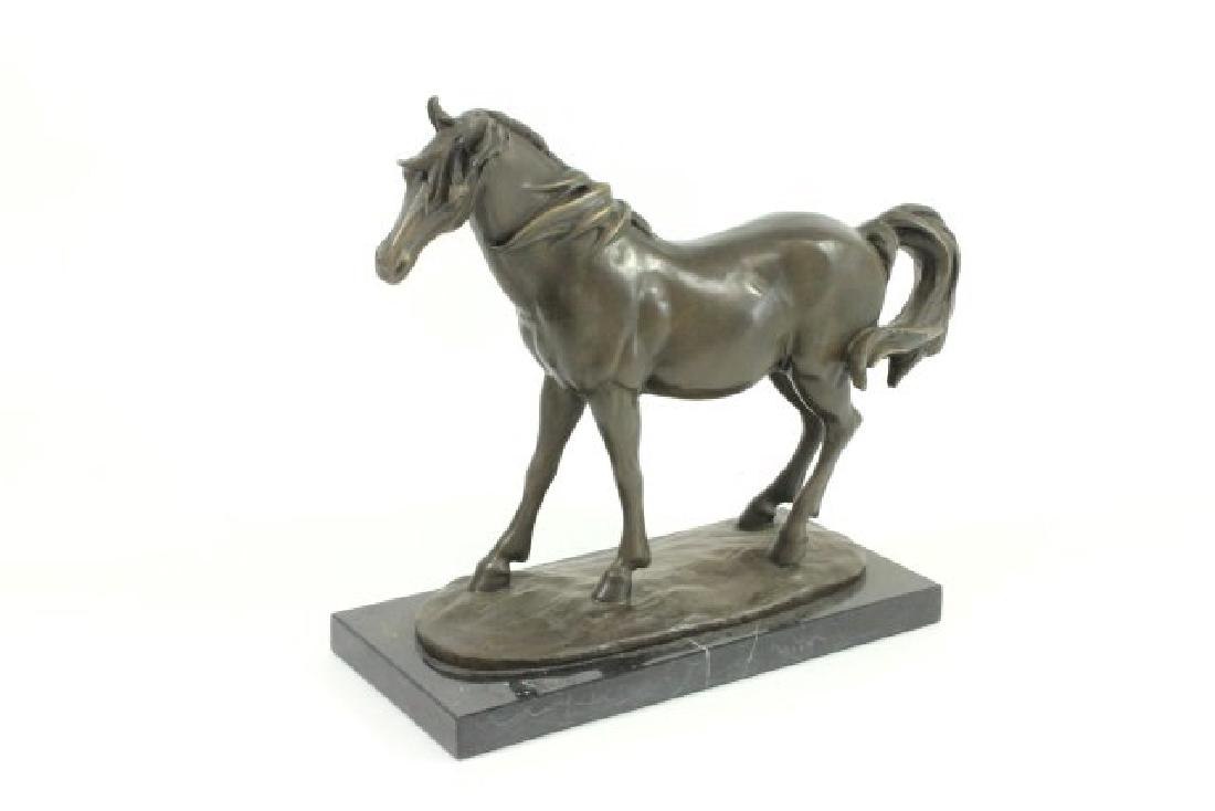 Bronze Horse: Signed Melo. Approx. 10" H x 10" W.