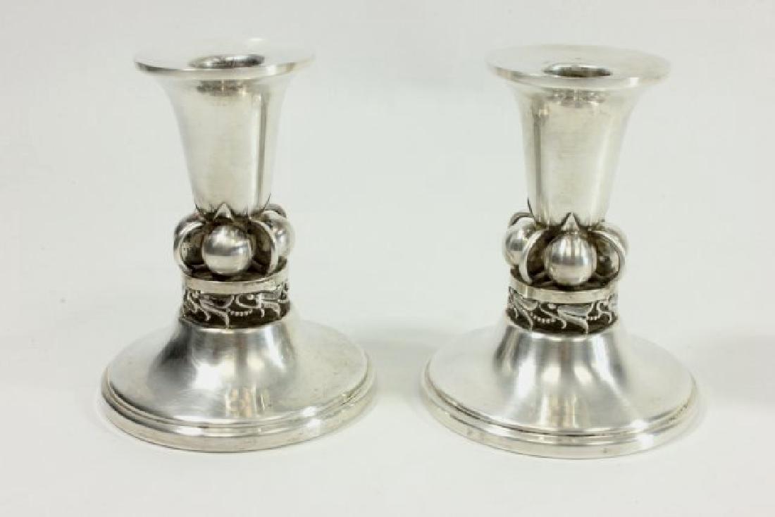 Pr Modern Mid-Century Sterling Silver Candlesticks (1 of 5)