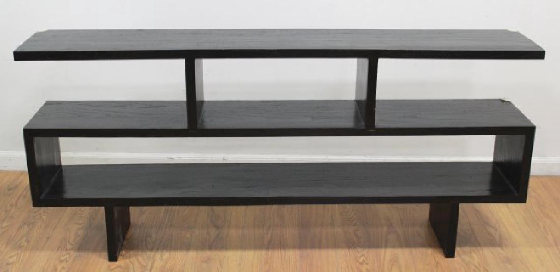 Stained Softwood Parsons Table: Approx. 28 1/2" H x 63" W x 10 3/4" D.