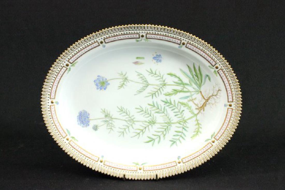 Royal Copenhagen Flora Danica Platter: Illustrated with scabiosa suaveolens. Approx. 14".