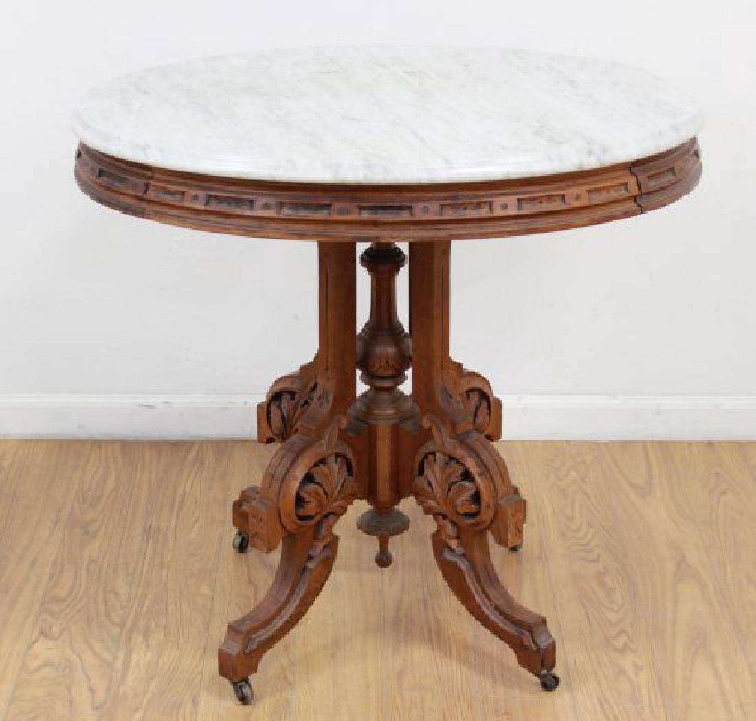 Marble Top Victorian Oval Table (1 of 4)