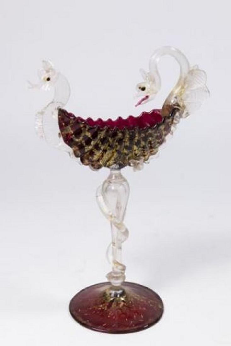 :Venetian Gilt Ruby & Clear Glass Card Holder (1 of 7)