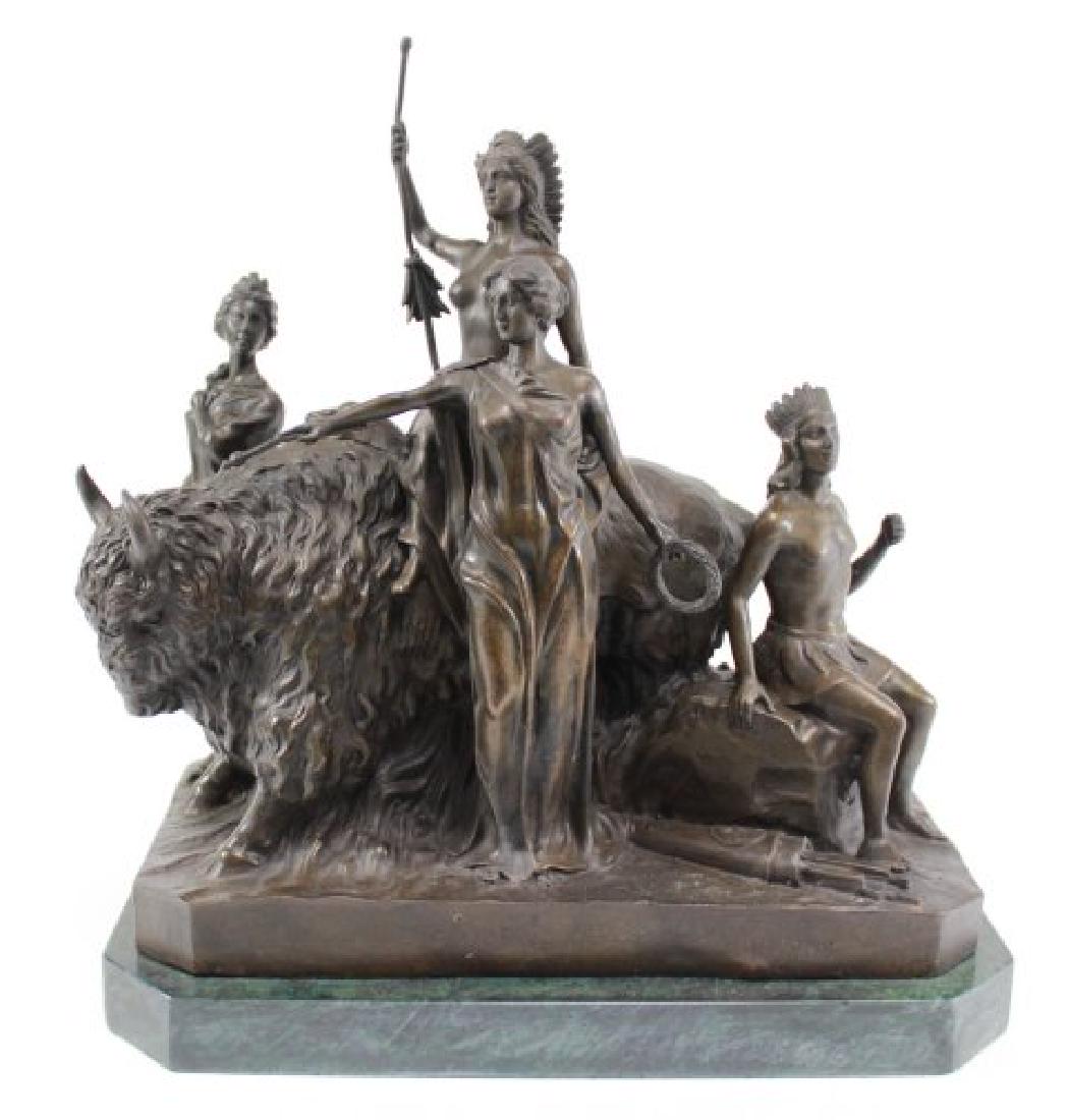 Contemporary Bronze Grouping, Buffalo & Indians (1 of 6)