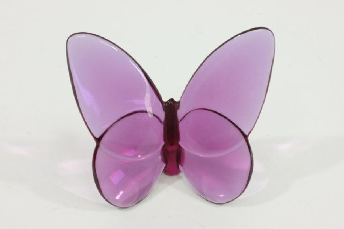 Baccarat Crystal Glass Peony Pink Butterfly: Approx. 2 1/2" H. From the estate of a NYC socialite. (7037)