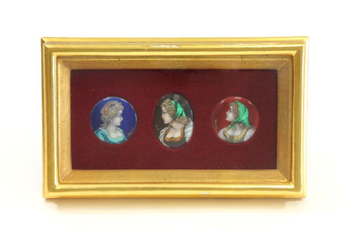 3 Miniature Enamel Portrait Cameos (1 of 7)
