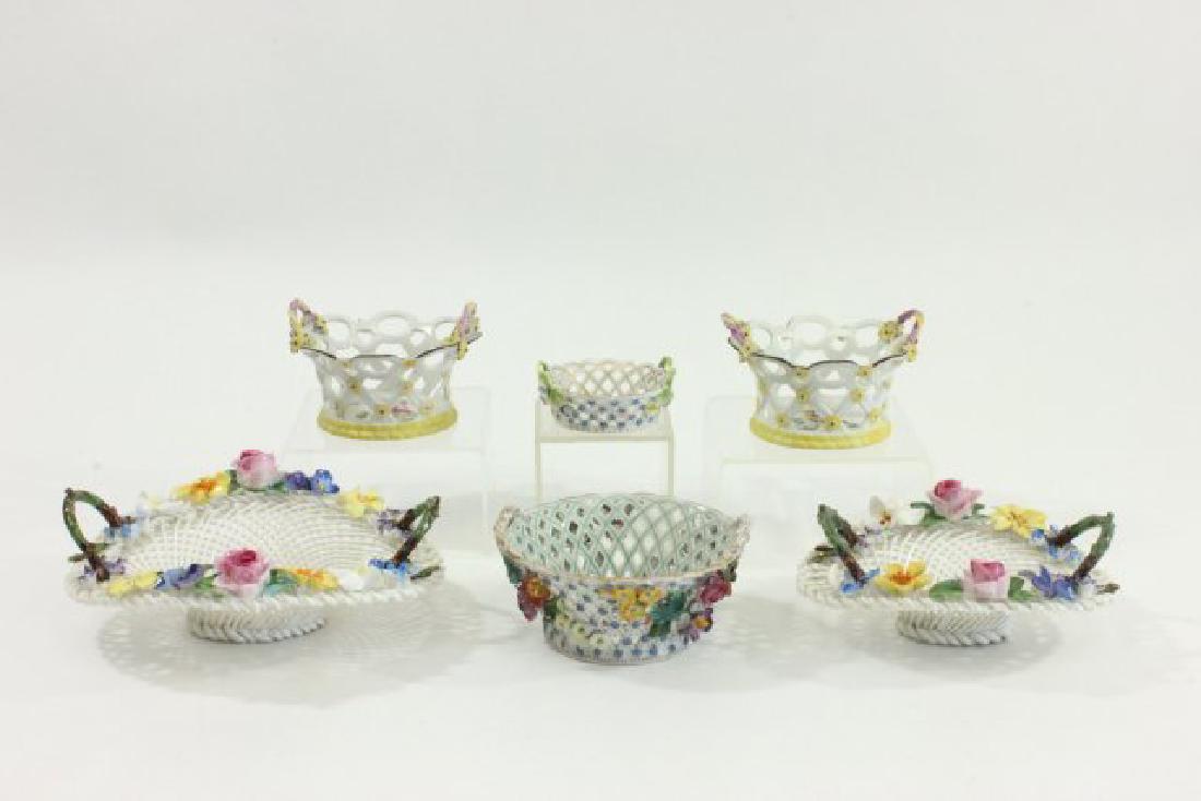 6 Open Reticulated Porcelain Floral Baskets (1 of 10)