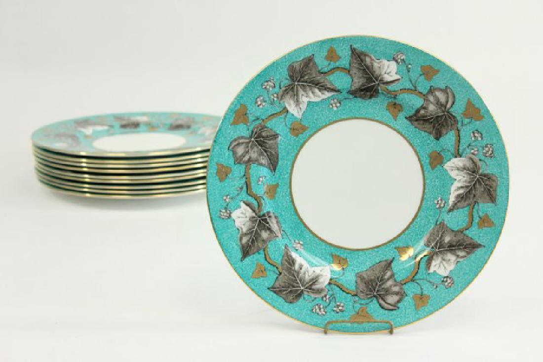 Set 10 Wedgwood Empire W3758 Turquoise Plates: 10 3/4". From the estate of a NYC socialite. (7037) Some surface scratches.