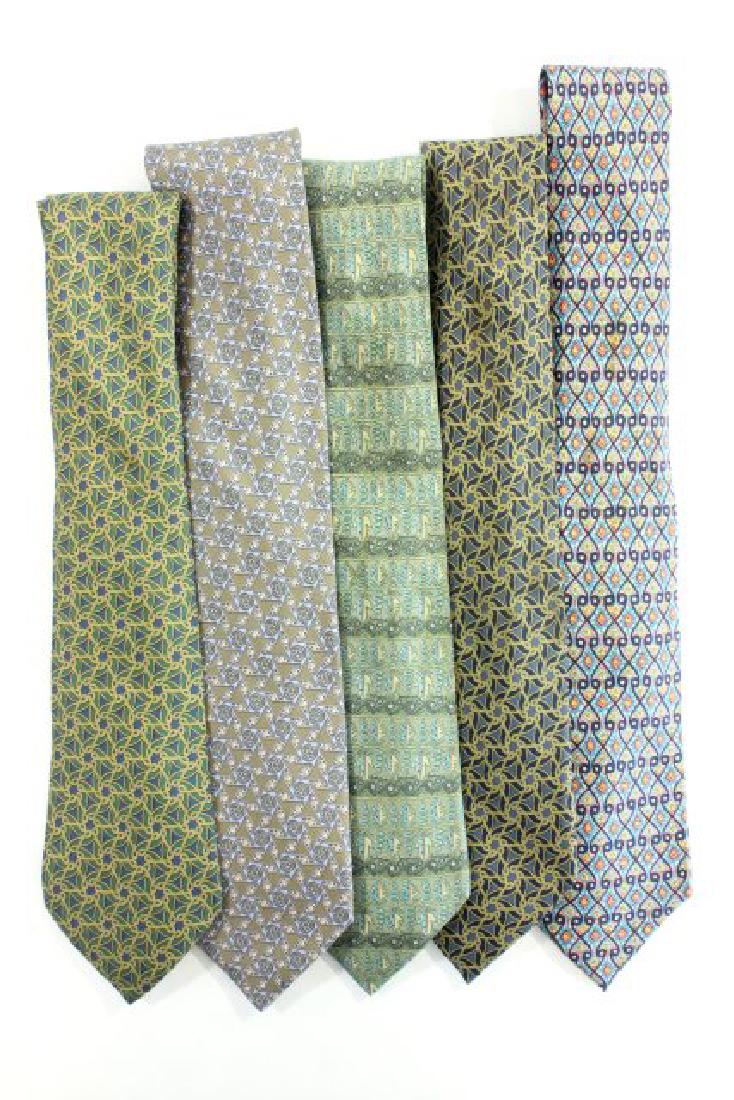 5 Hermès Paris Geometric Pattern Silk Ties (1 of 3)