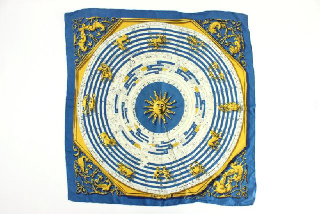Hermès Paris "Astrologie" Silk Scarf: By Francoise Faconnet. "Dies et Hore." 90 cm. From the estate of Bent Ove Petersen.