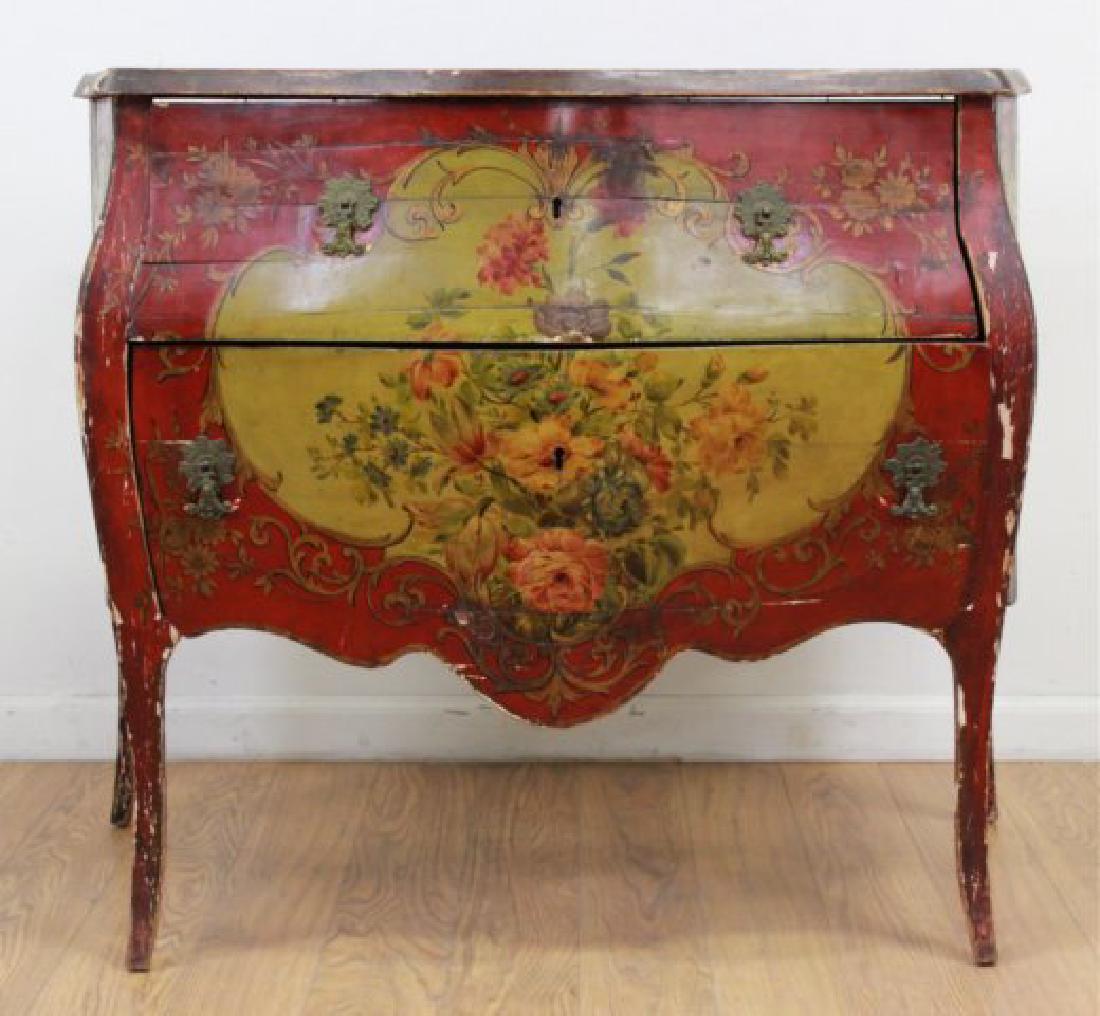 Venetian Style Paint Decorated Bombe Commode (1 of 8)