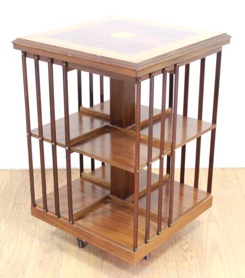 English Revolving Inlaid Bookcase (1 of 5)