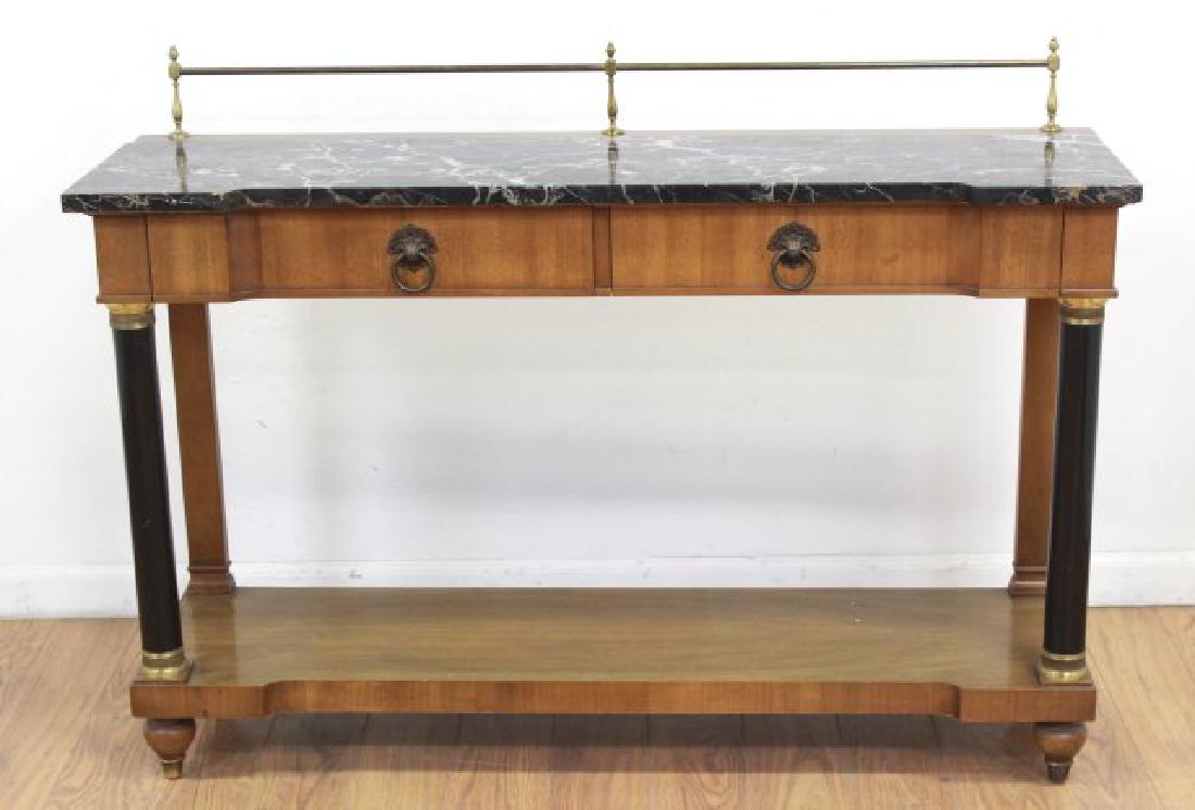 Contemporary Style Marble Top & Walnut Console (1 of 5)