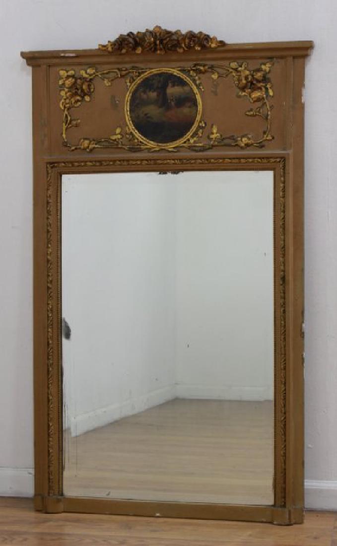 Paint Decorated Beveled Glass Trumeau Mirror (1 of 3)