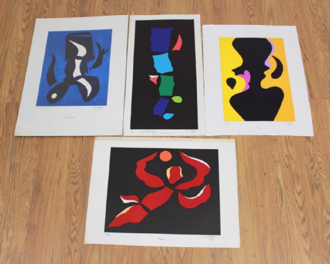 André Verdet, Group of 4 Lithographs: Unframed. Pencil signed, numbered, titled, and daed 1970/1972. AndrÃ© Verdet (1913-2004). Largest total size approx. 29" x 21" with margins. From a New Rochelle estate of a French art dealer. (6221)