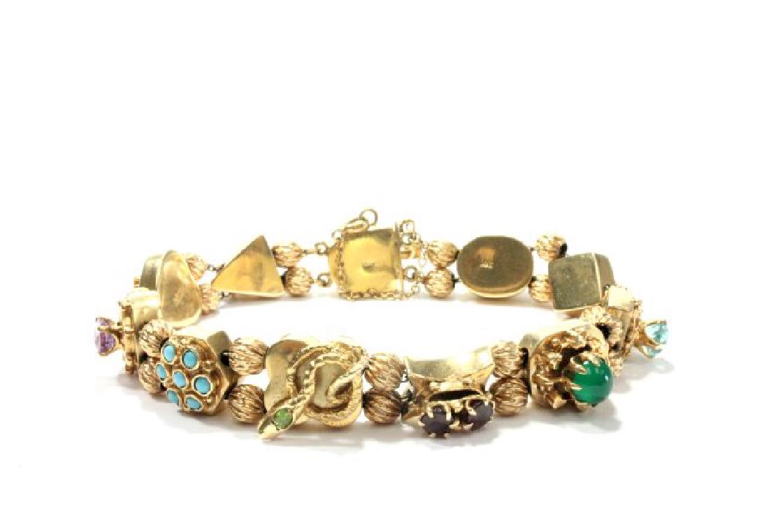 14K Yellow Gold Bracelet with Gemstones & Charms (1 of 5)