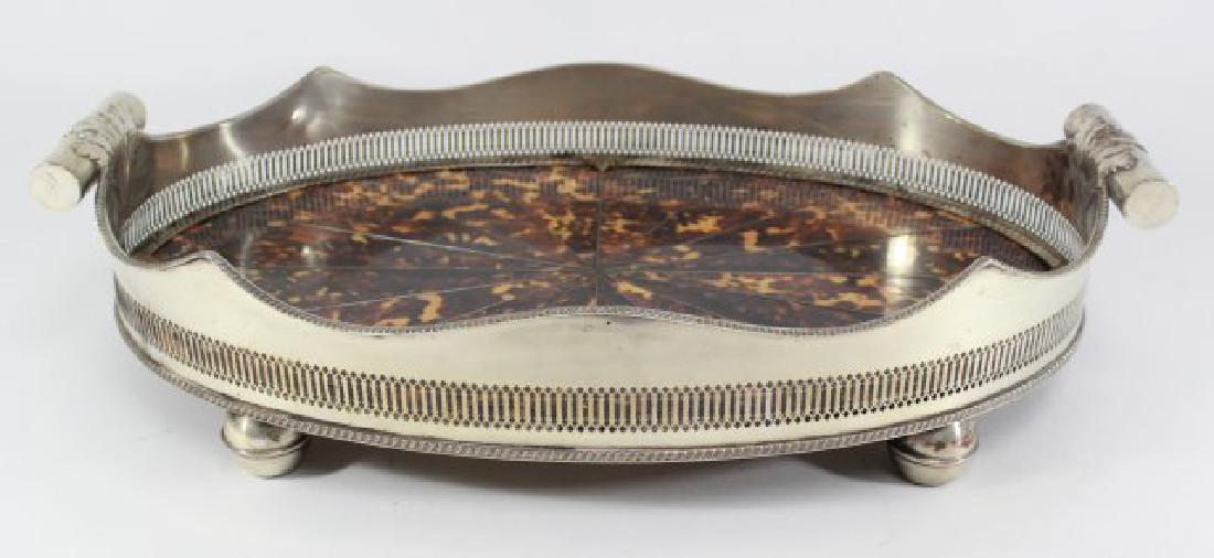 Faux Tortoiseshell & Silverplate Serving Tray (1 of 4)