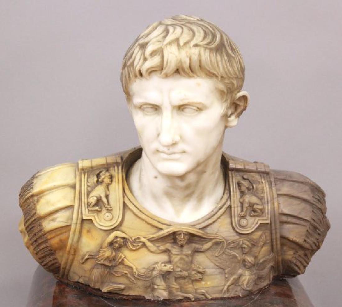 19th Century 2-Tone Marble Bust of Augustus Caesar (1 of 8)