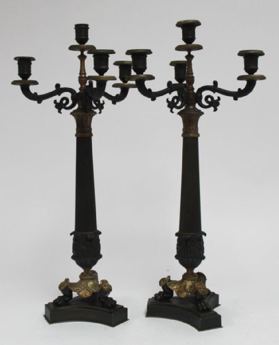 Pair Early 19th C. Empire Bronze 4-Arm Candelabra (1 of 4)