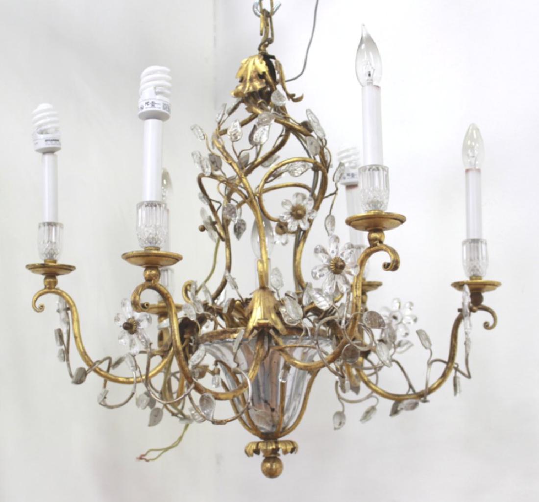 Maison Bagues Style Gilt Metal & Glass Chandelier (1 of 5)