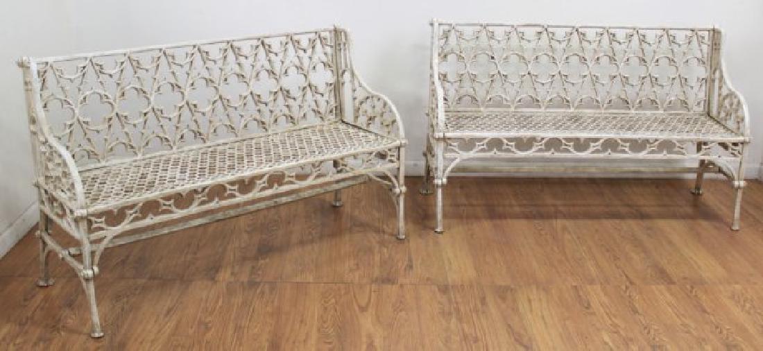 Pair Cast Iron Gothic Style Benches (1 of 4)