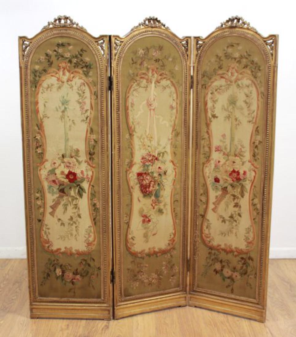 3-Part French Giltwood Petit Point Screen (1 of 6)