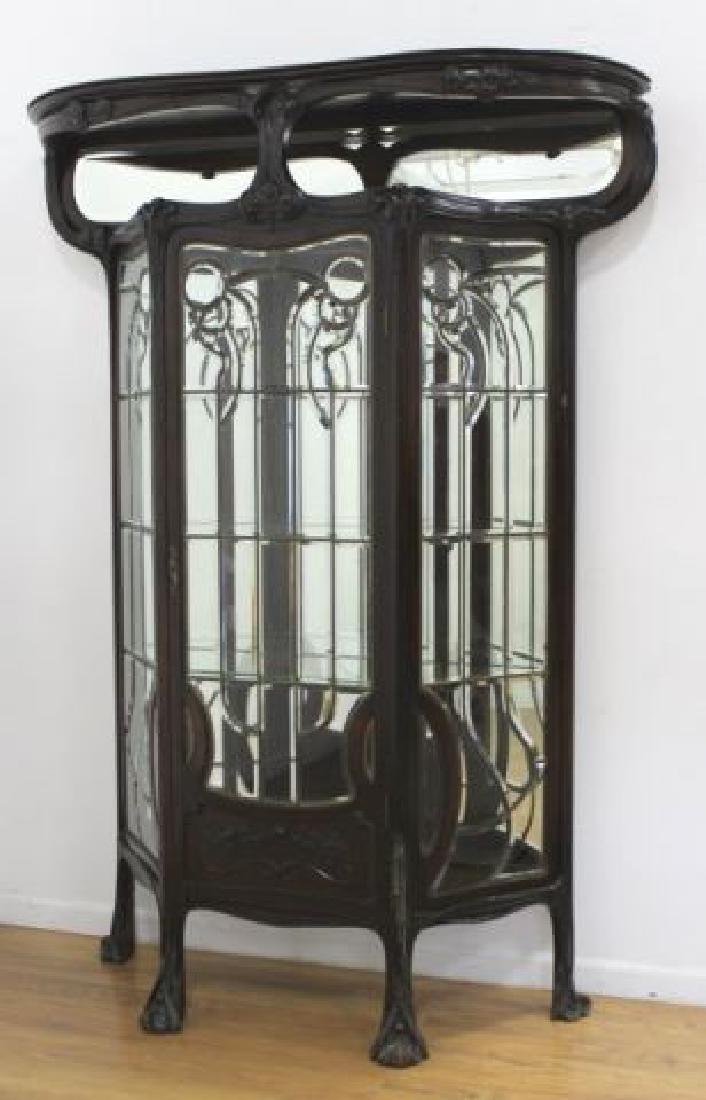 :Continental Art Nouveau Mahogany Display Cabinet (1 of 3)