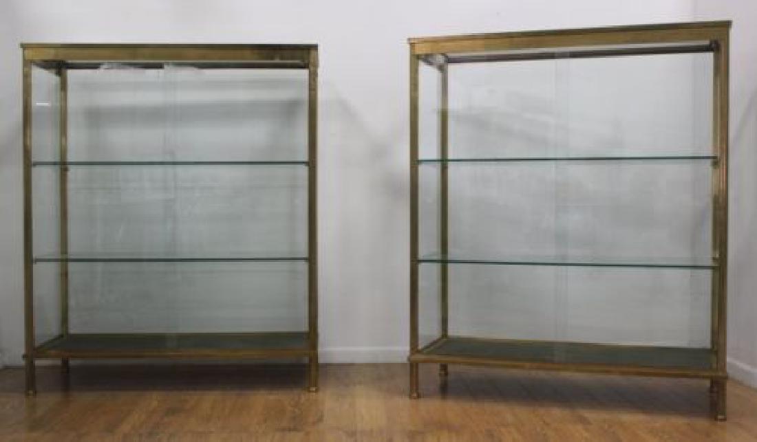 Pair Brass & Glass Display Cabinets (1 of 1)